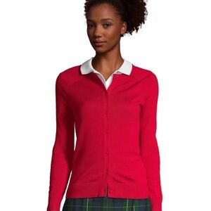 Lands' End Women's Red Cardigan Sweater